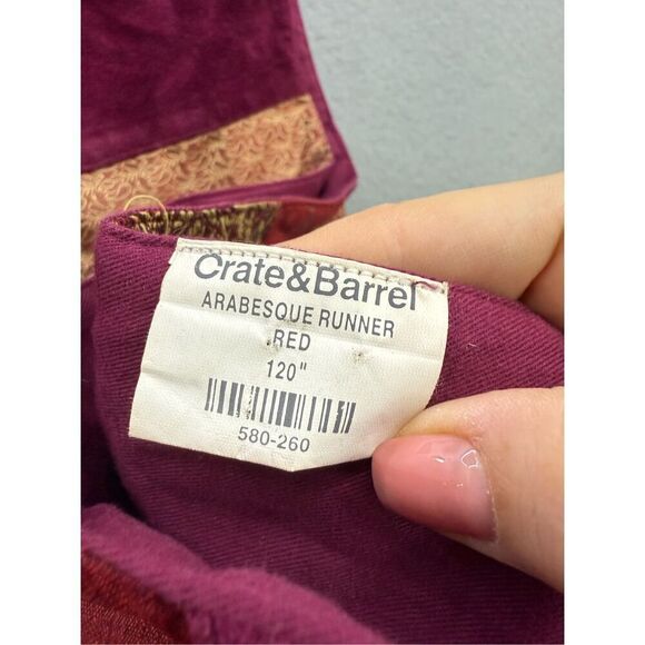 Crate & Barrel Arabesque Table Runner Moroccan Spice Reds Orange Gold 14” x 120” - Picture 3 of 7